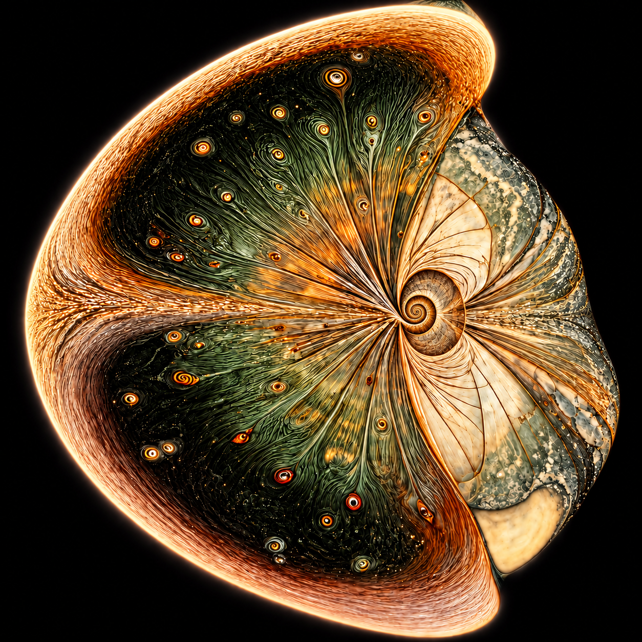Luminous Fractal Nautilus Shell